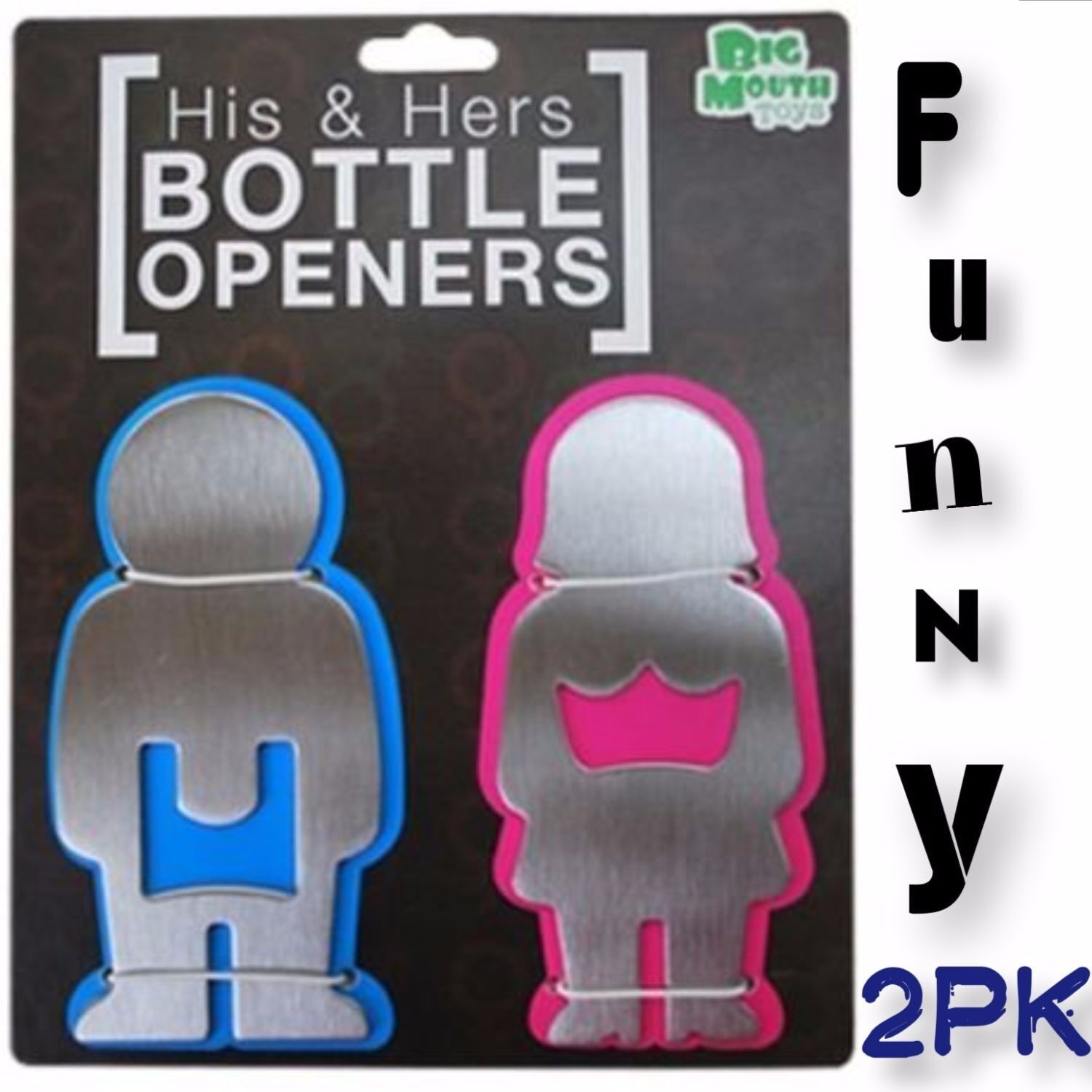 2pk Boobie & Willy Beer Bottle Openers - High Quality Stainless Steel - GaG Joke