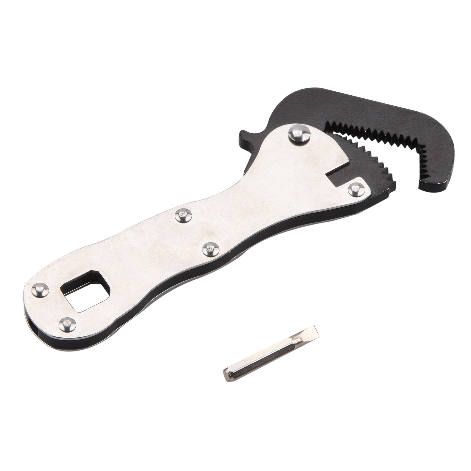 Micro Adjustable Wrench Self Adjusting Stainless Steel Tool Compact Silver