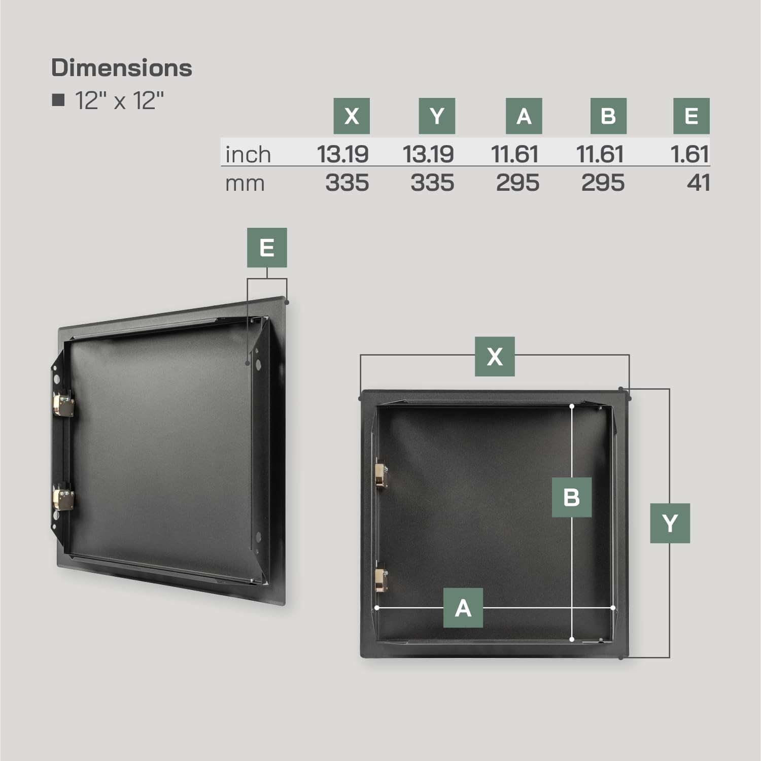Vent Systems 12'' x 12'' Inch Anthracite Metal Access Panel with Click Functi...