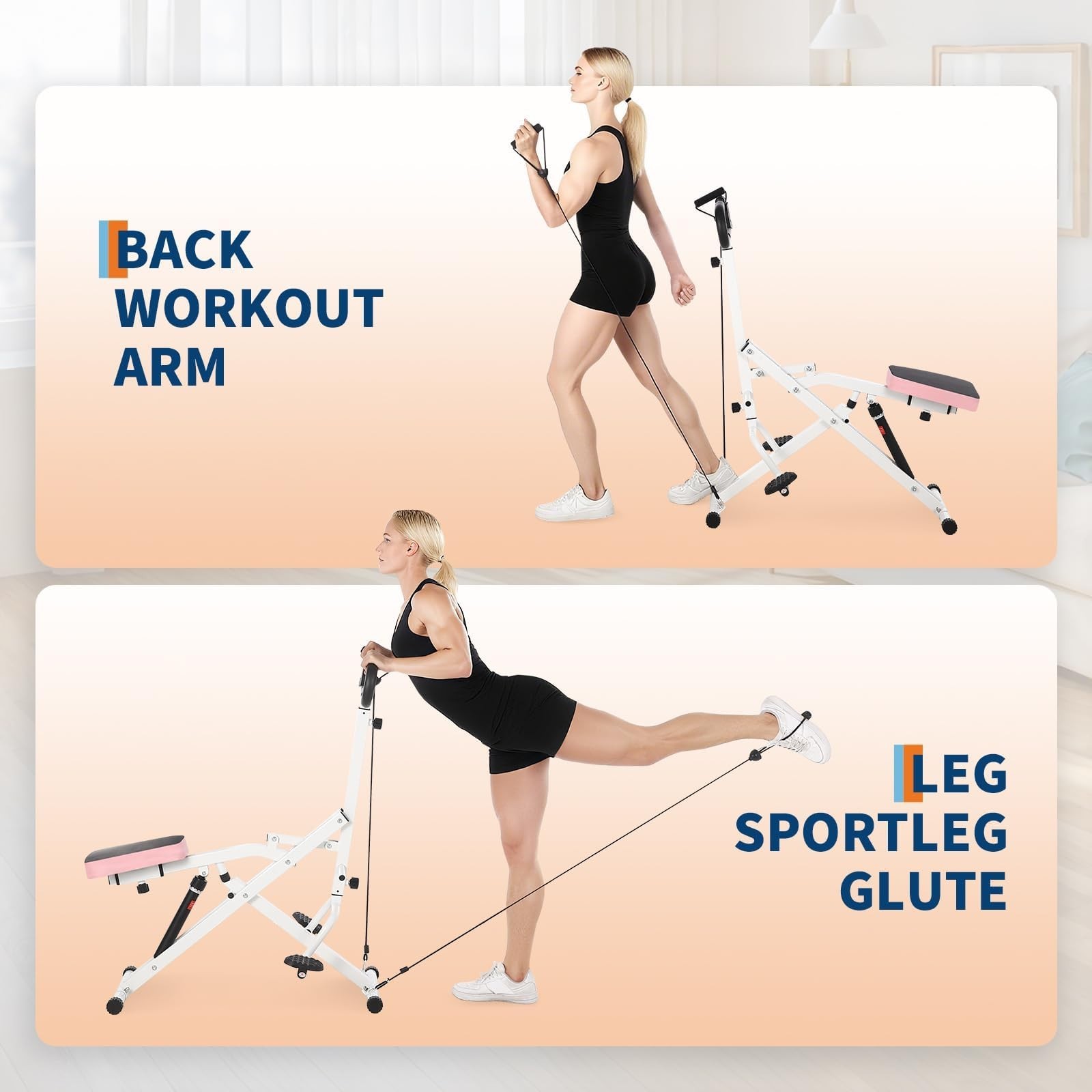 Foldable Squat Machine for Home,Glute Workout Equipment,Adjustable Resistance