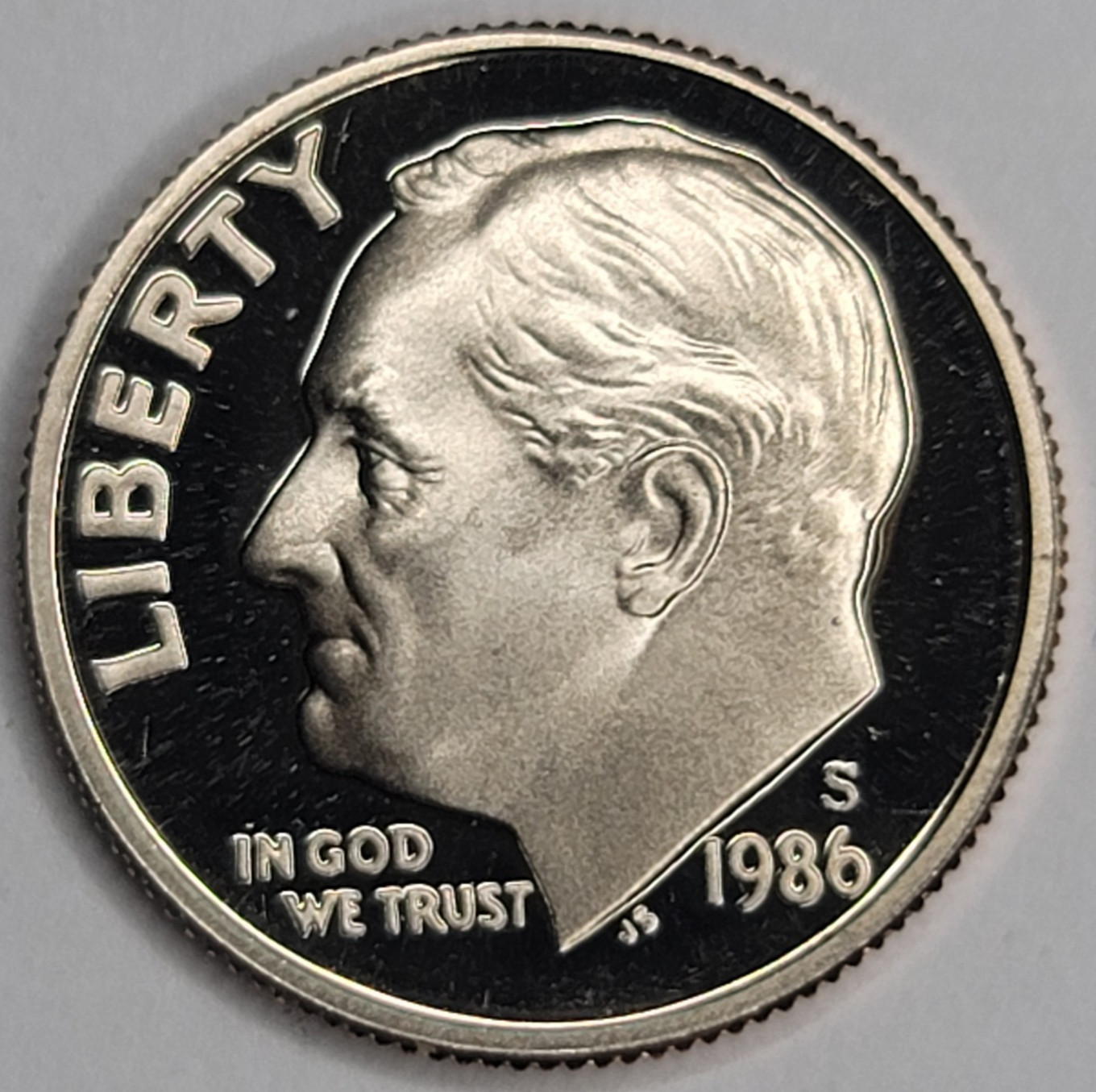 1986 S Gem Proof DCAM Roosevelt Dime - CN-Clad