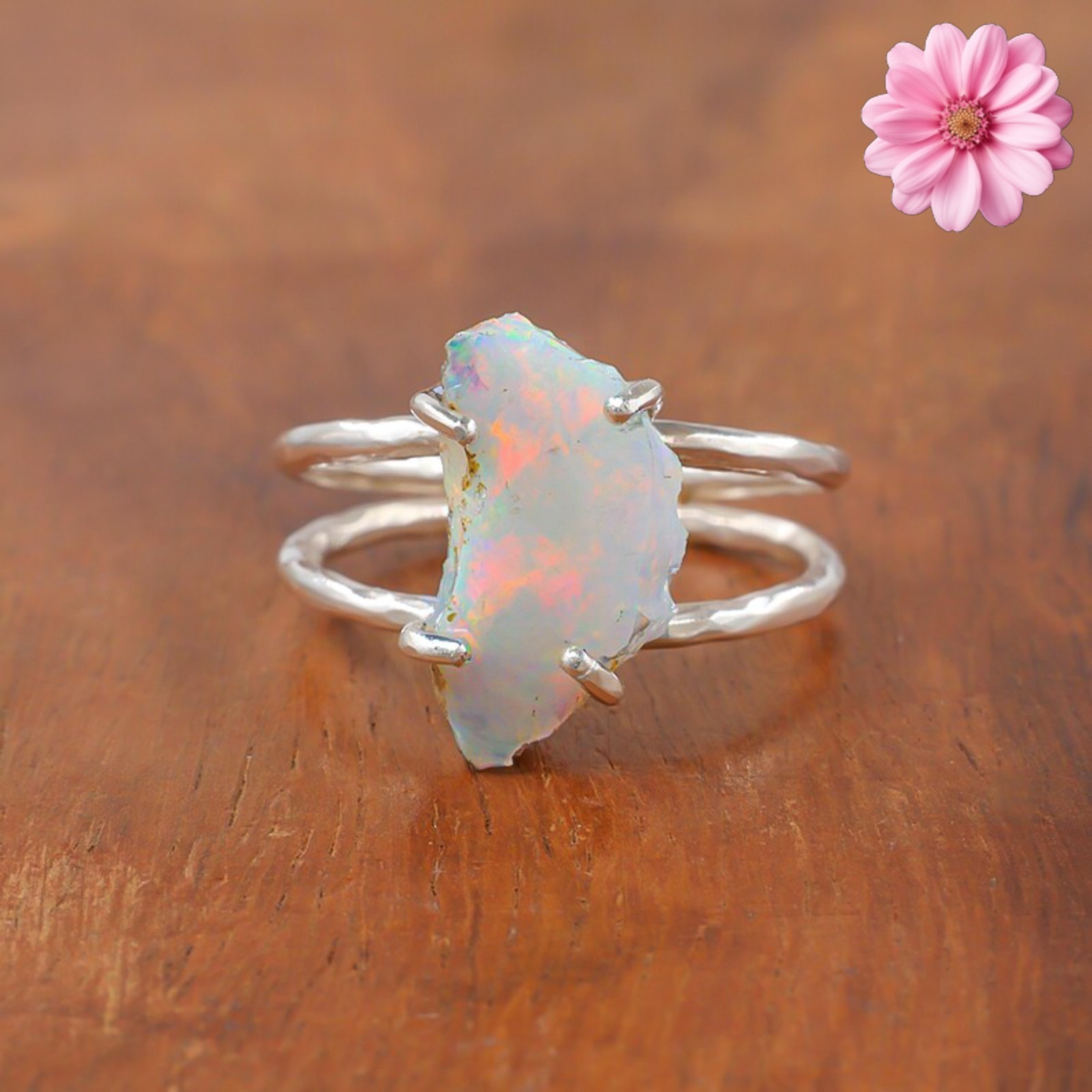 Fire Opal Gemstone 925 Sterling Silver Ring Handmade Jewelry Ring For Gift