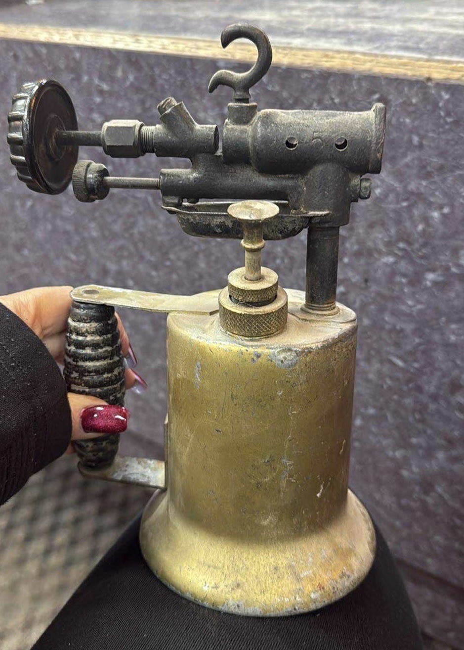 Gasoline Brass Blow Torch  Welding Soldering Gas Vintage Antique