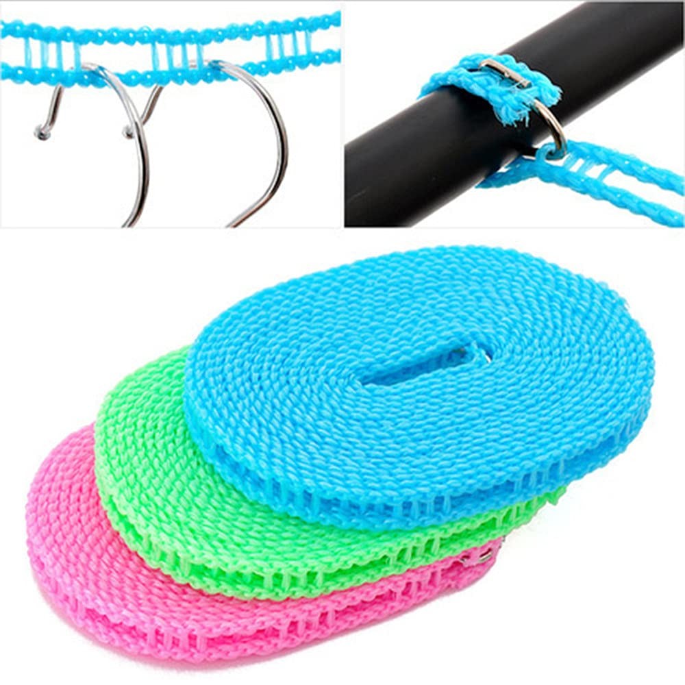 3 Pack Windproof Clothesline Adjustable Clothes Drying Rope Laundry Line