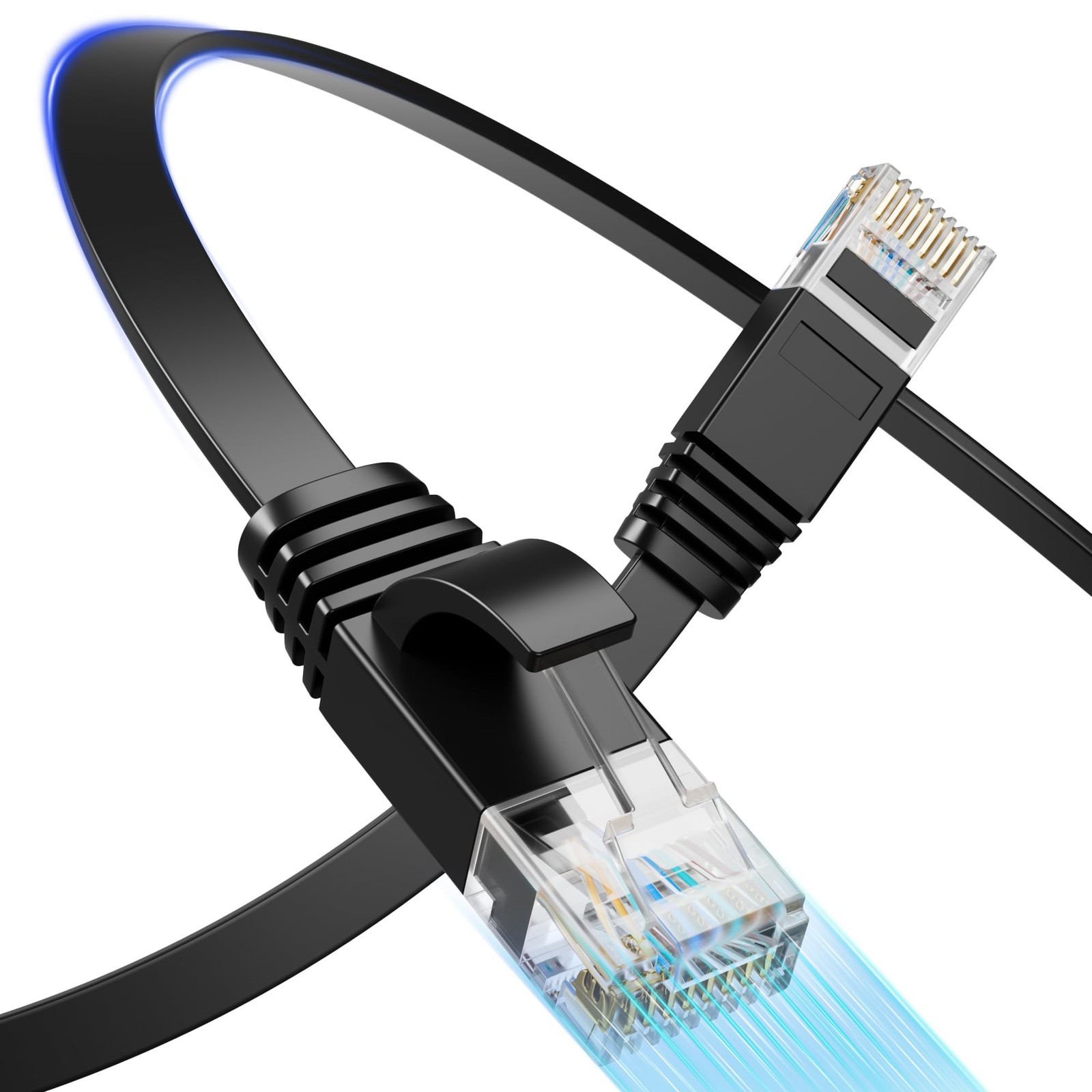 Cat 6 Flat Ethernet Cable 50 FT, UTP 10Gbps HighSpeed Cat6 Ethernet Cable, Pu...