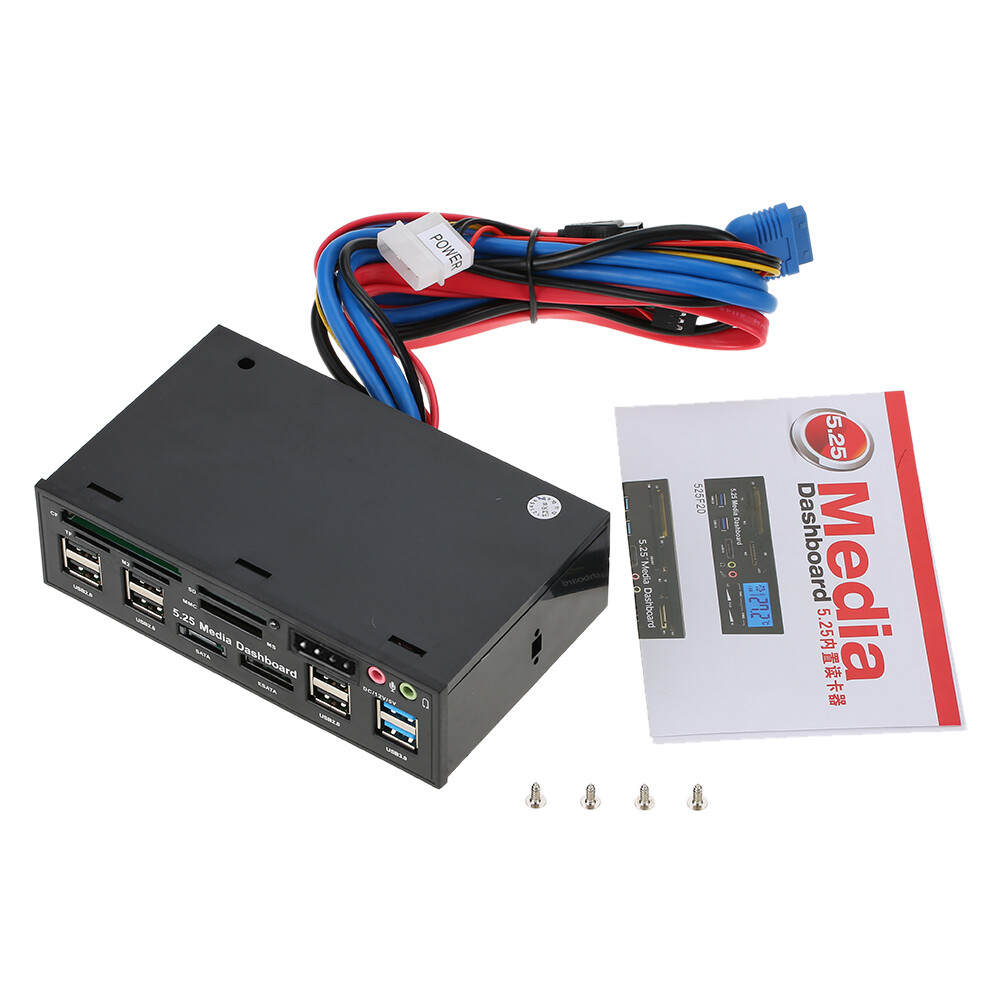5.25 inch Multi-Function USB 3.0 Hub Front Panel Media Dashboard eSATA O4J1