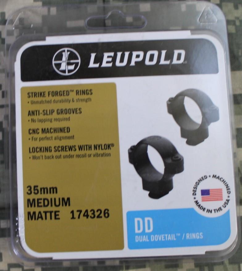 Leupold 174326 DD Dual Dovetail / Rings Medium, 35mm Matte Black NEW!
