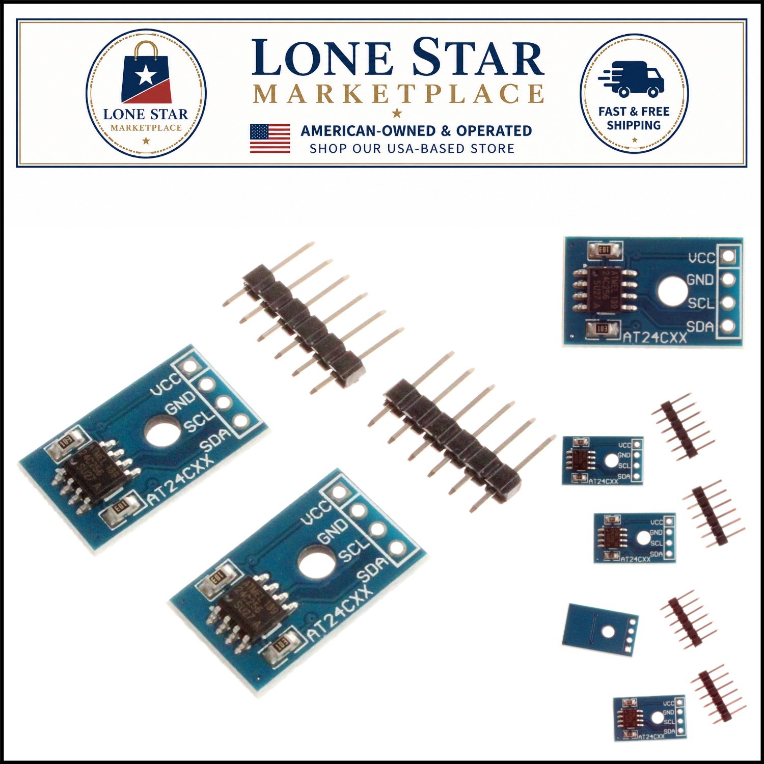 2x AT24C256 EEPROM Memory Modules - Compact Design for Enhanced Projects