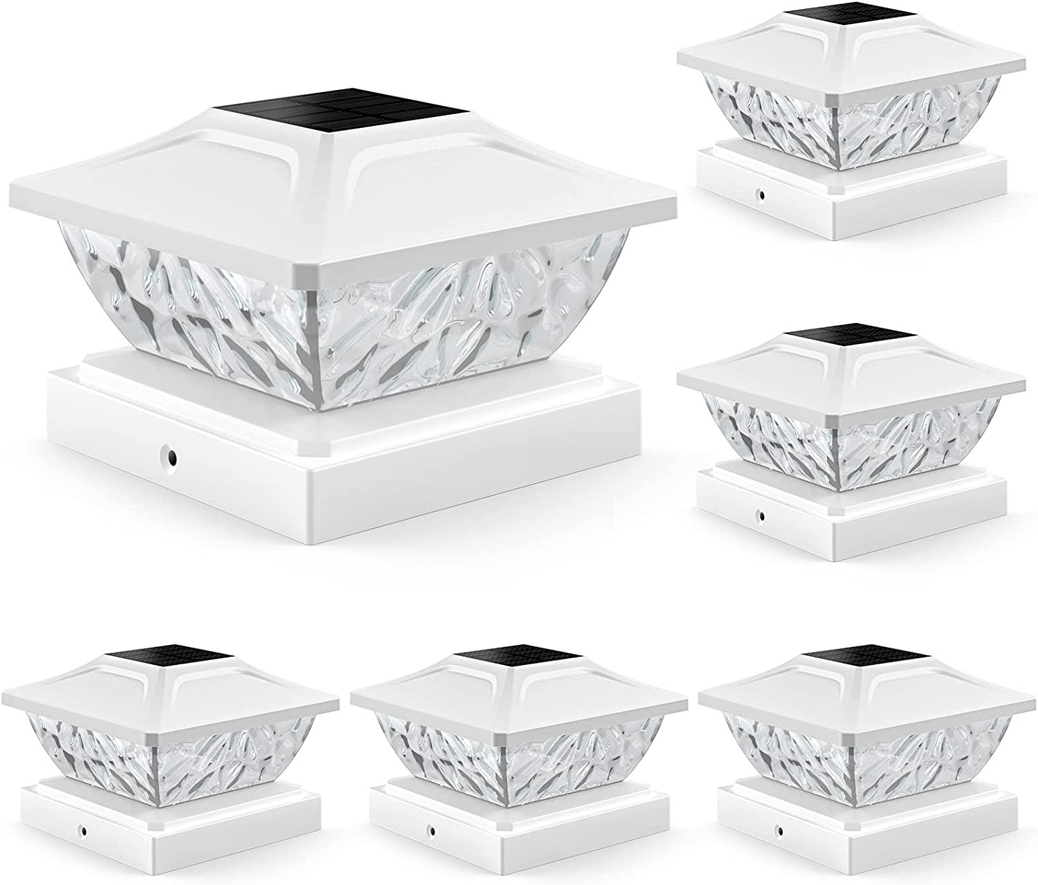 Solar Post Cap Lights Outdoor: 6 Pack Bright 2 Modes LED Solar Fence Deck Lights