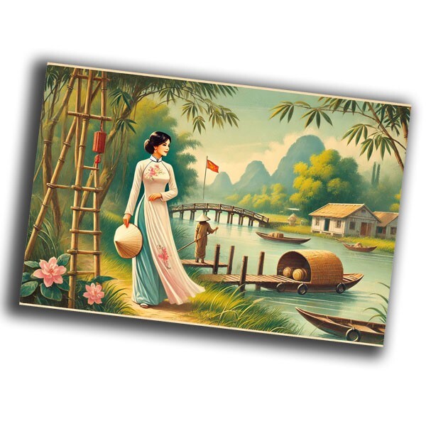 nice vintage woman in Vietnam retro WW2 Photo Glossy 4*6 in N37