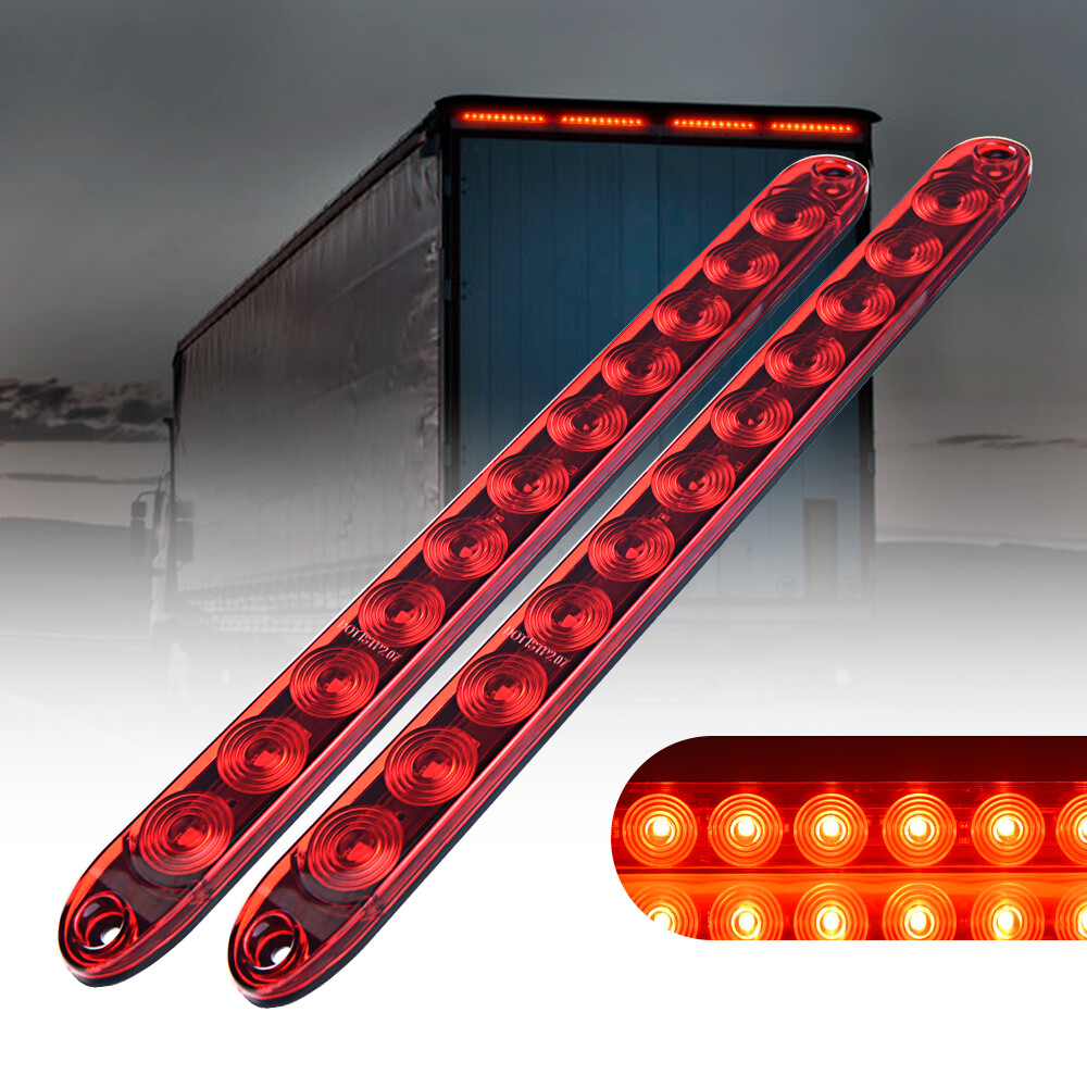 Waterproof 2pcs 16” 11 LED Red Trailer Light Bar Turn Signal Brake LED Taillight