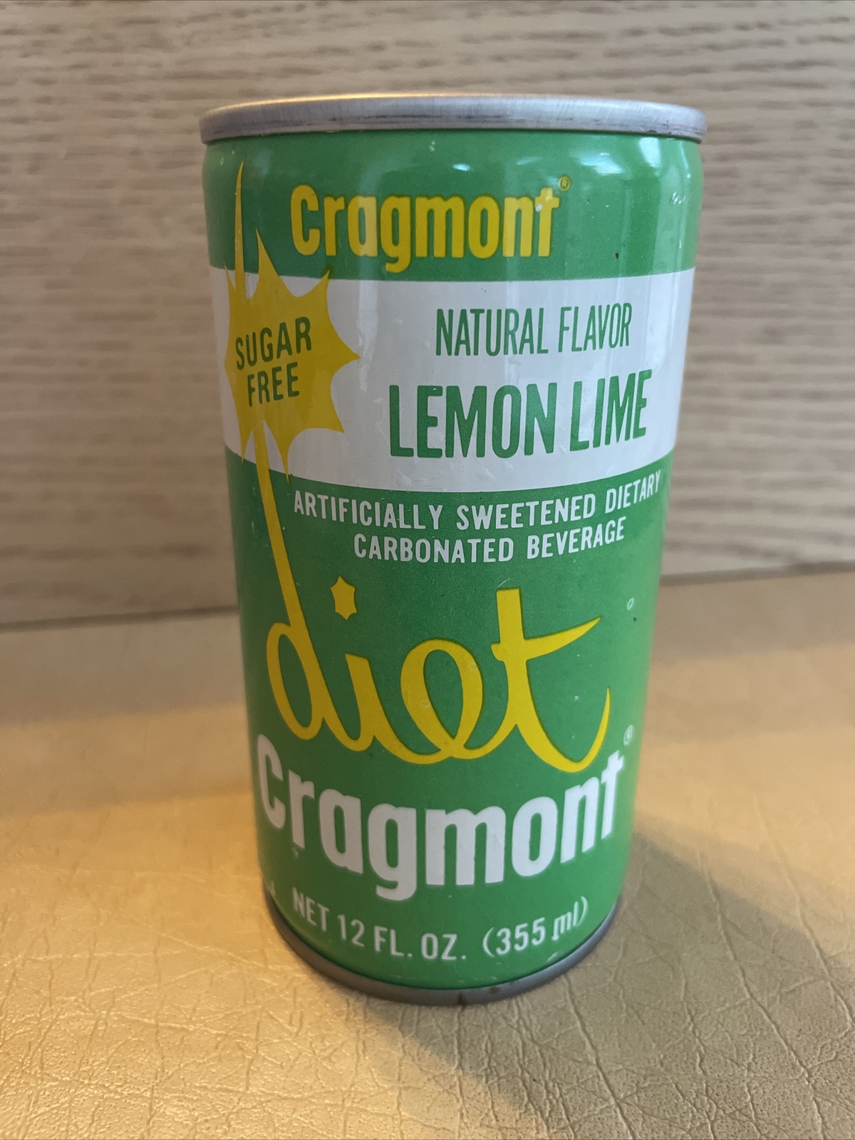 Vintage Diet Sugar Free Cragmont Lemon Lime Crimped Steel Soda can Safeway, CA