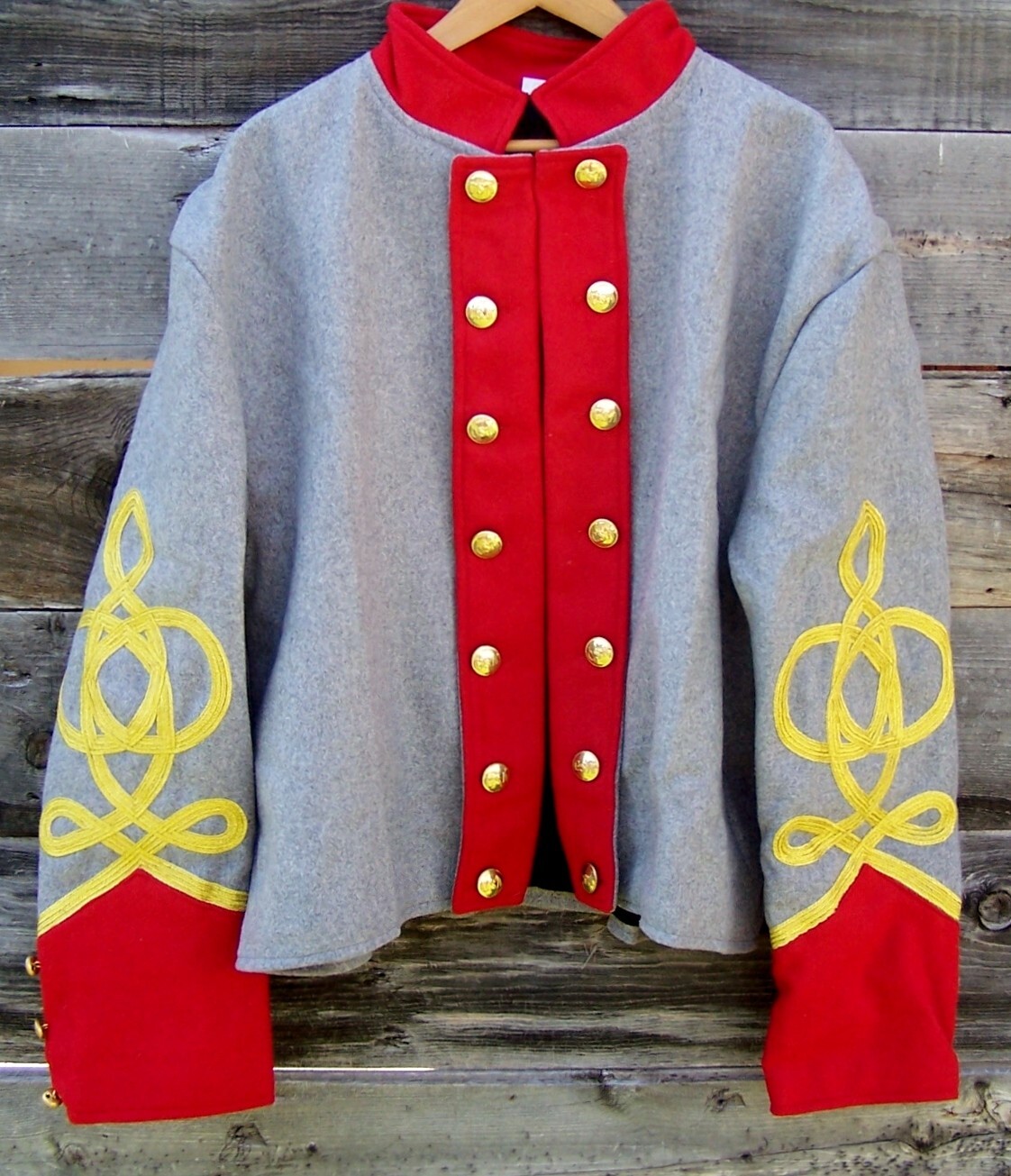 civil war confederate reenactor artillery shell jacket with 4 row braids 50