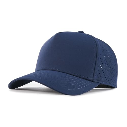 BOTVELA Men Adjustable Snapback Baseball Cap Vented Performance Laser Cut Navy