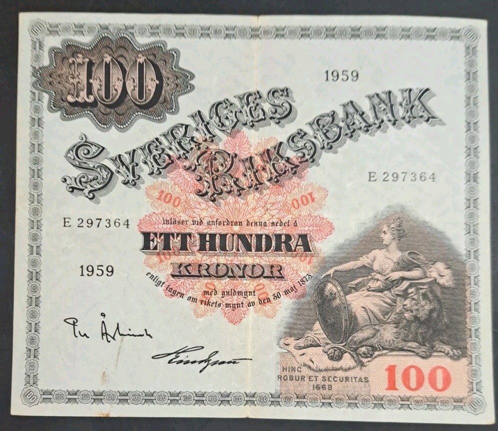 1959 Sweden 100 Kronor P48a, E297364.