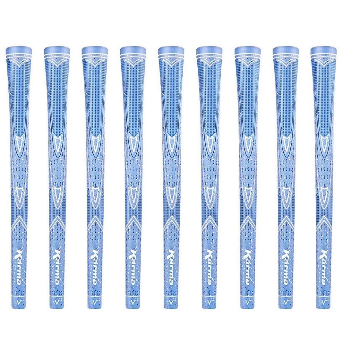 Karma Velour Golf Grips Rubber BLUE SPARKLE - UNDERSIZE - Baby BLUE x 9 Grips