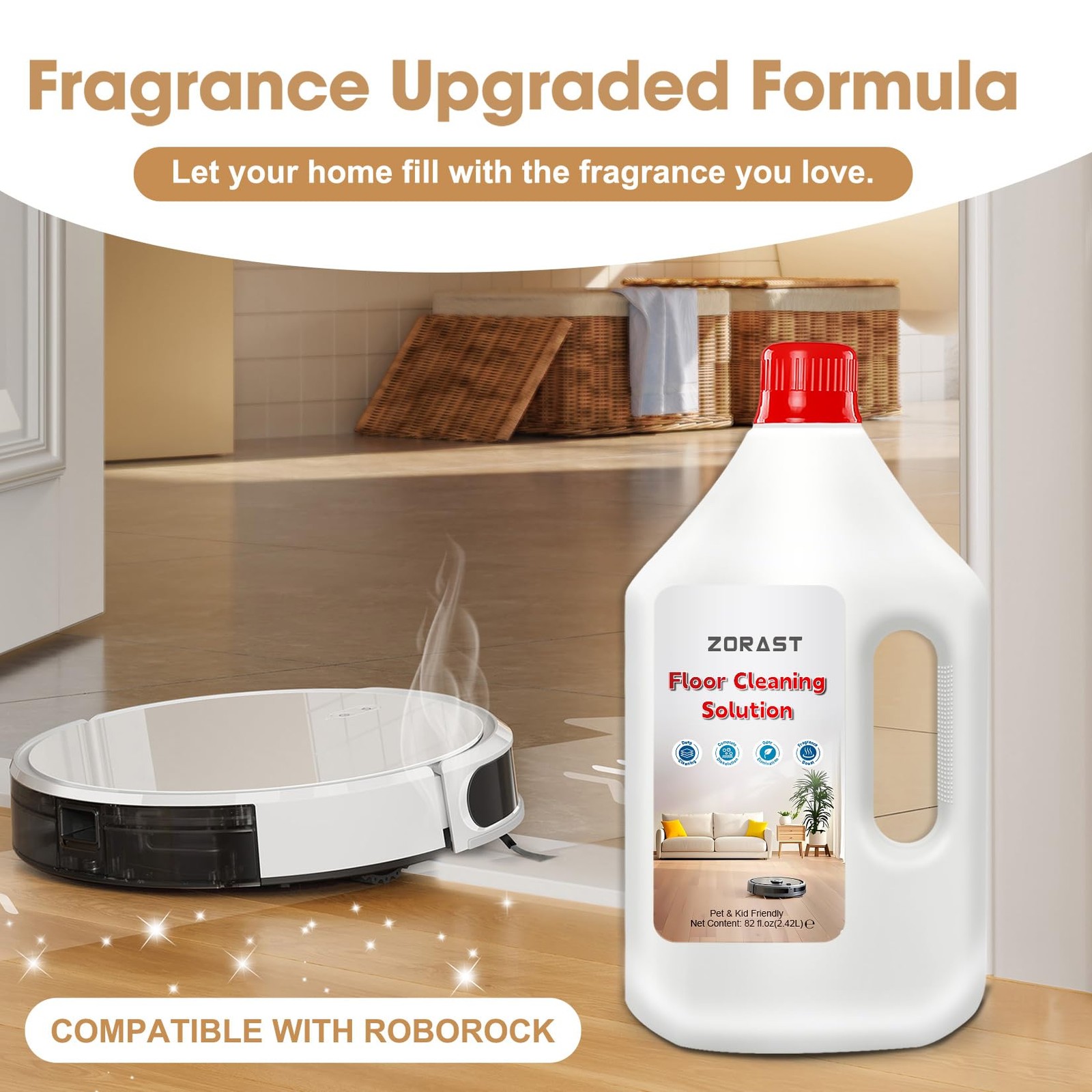 Floor Cleaning Solution 82 Fl Oz Compatible with All Roborock Robots S7 S8