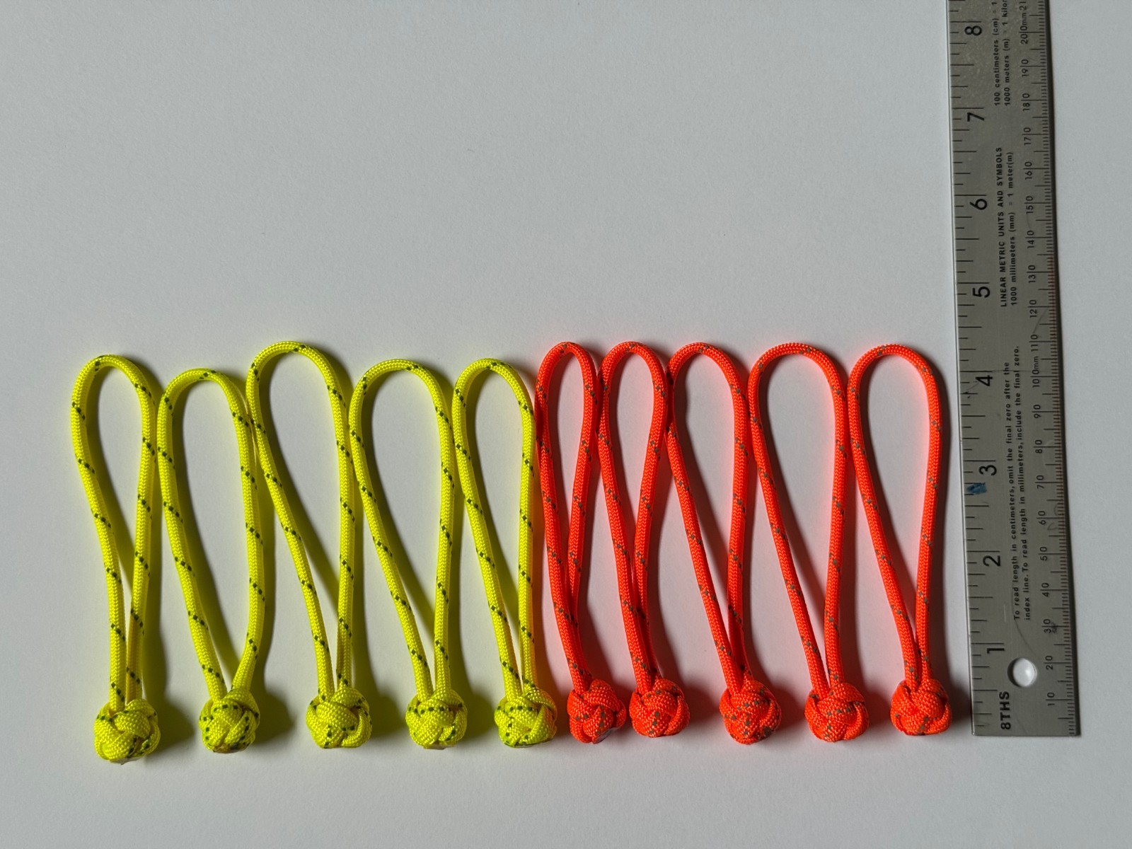 10 Pack Reflective Paracord Keychains Zipper Pulls – Hi-Vis 550 – Tradesman EDC