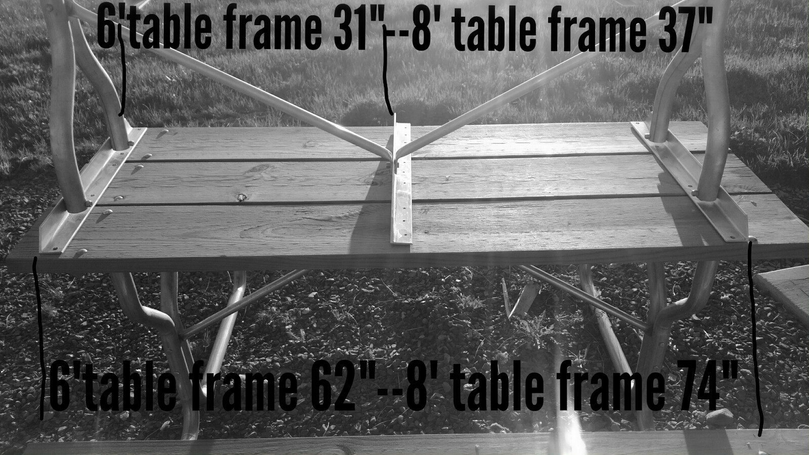 8 ft.Picnic table frame aluminum~Rosendale Picnic Tables