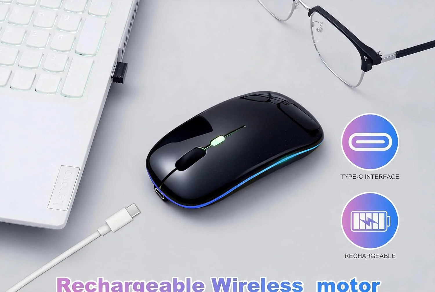 Wireless Bluetooth Mouse Rechargeable Long Lasting Dual Mode - BT 5.2 & 2.4G Sil