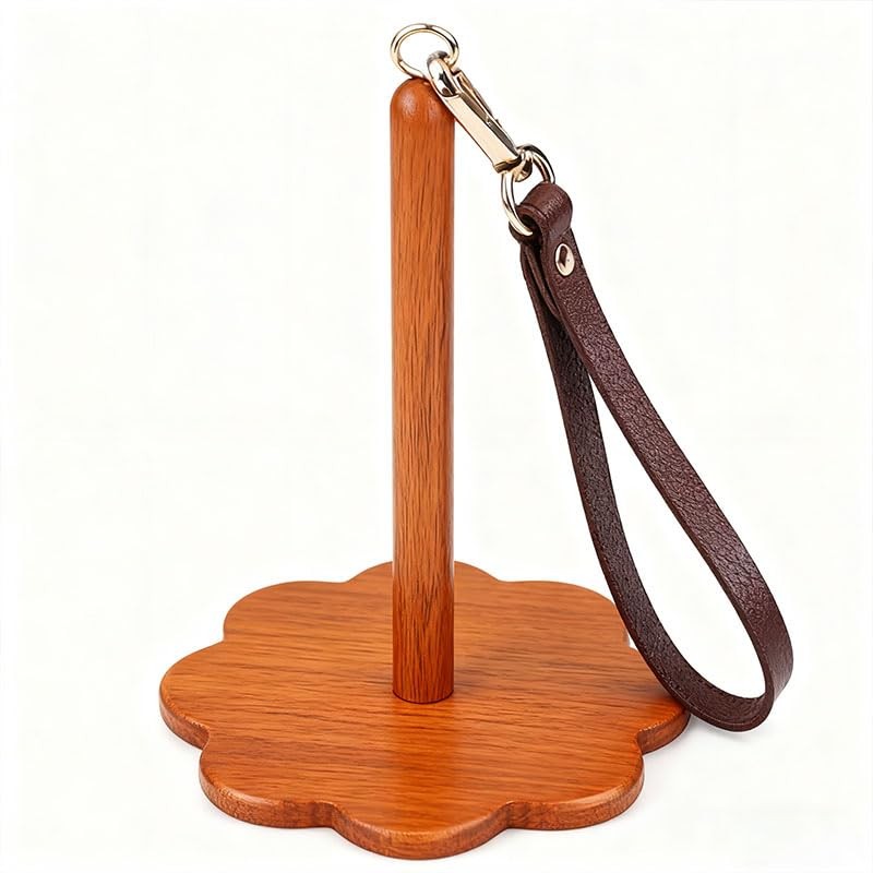 Premium Wooden Wrist Yarn Holder, Brown, Handcrafted Knitting and Brown