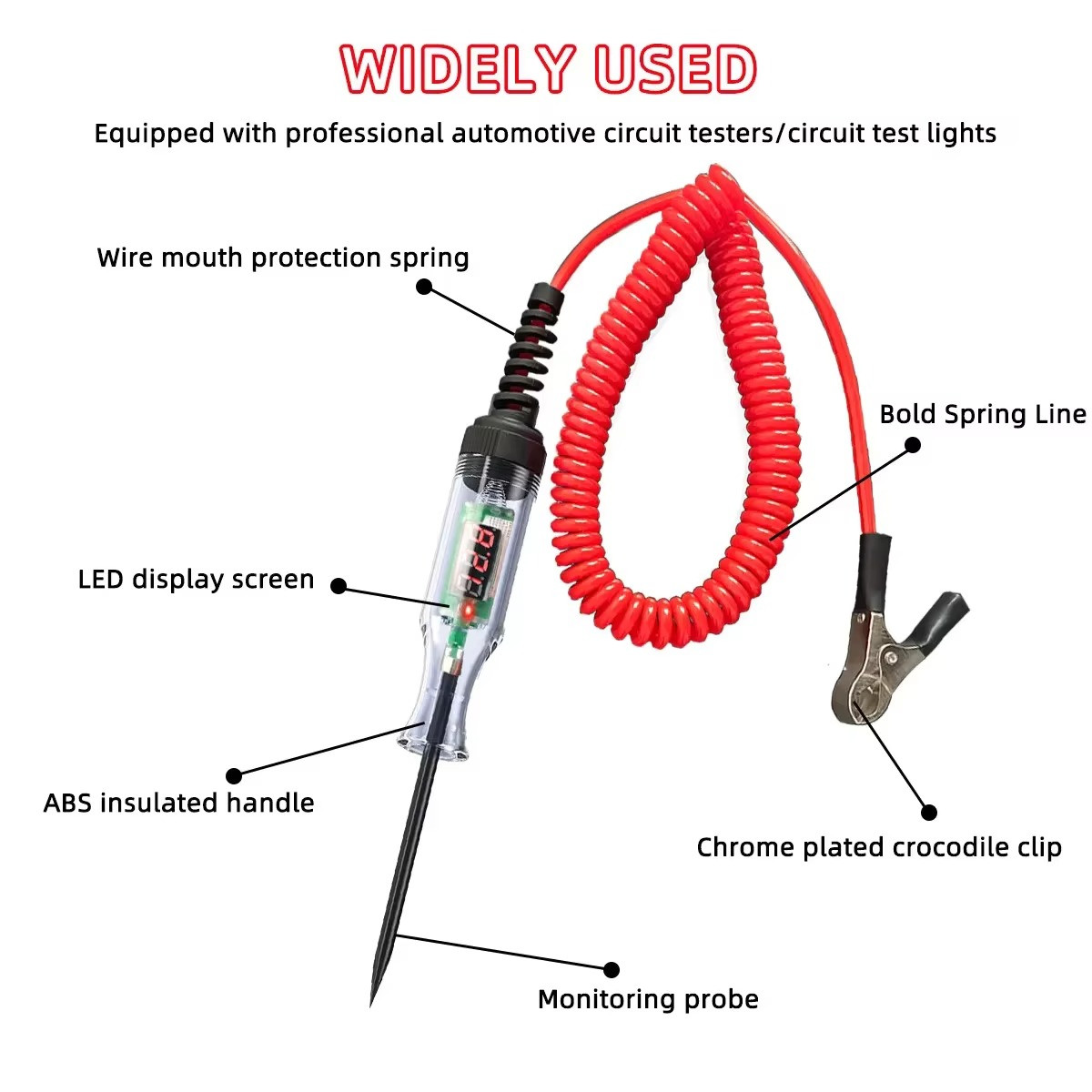 Digital Electric Voltage Circuit Tester Automotive Test Light Car Truck 6V12V24V