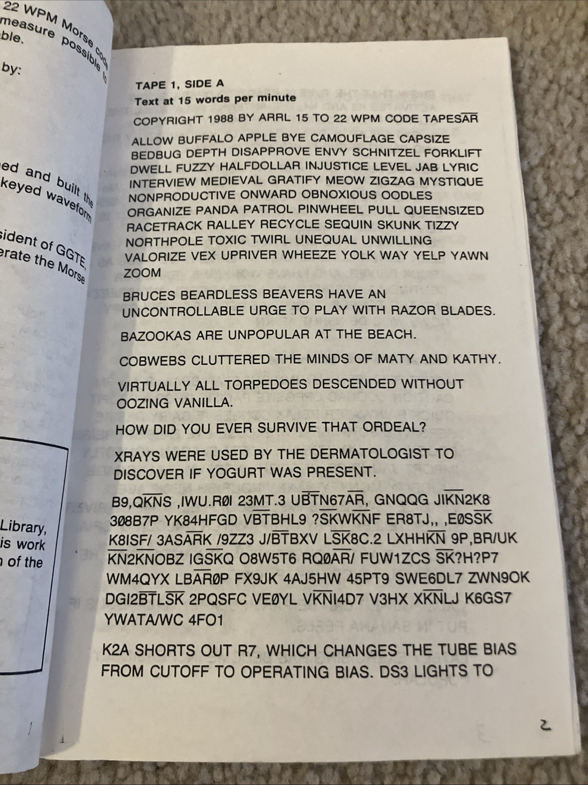 ARRL Code Kit & Code Practice Cassette Manual (No Cassettes), circa 1976