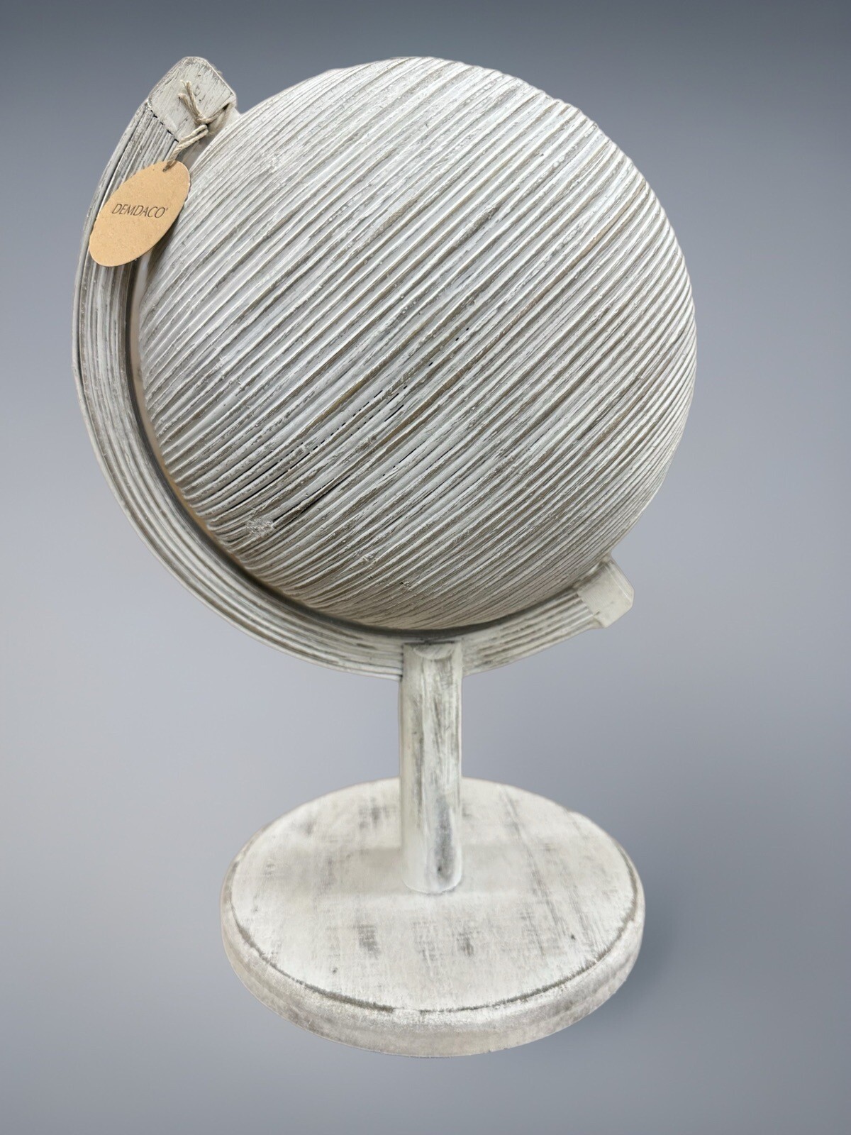 DEMDACO White Carved Wood Globe - NEW
