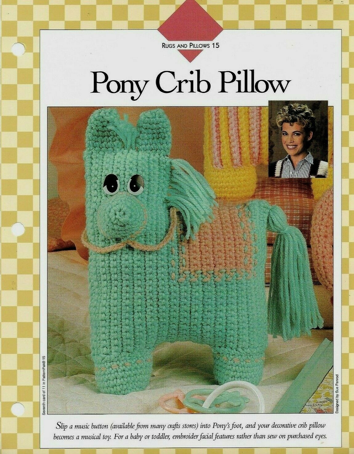 NEW PONY CRIB PILLOW STUFF ANIMAL TOY VANNA'S CLUB CROCHET PATTERN INSTRUCTIONS