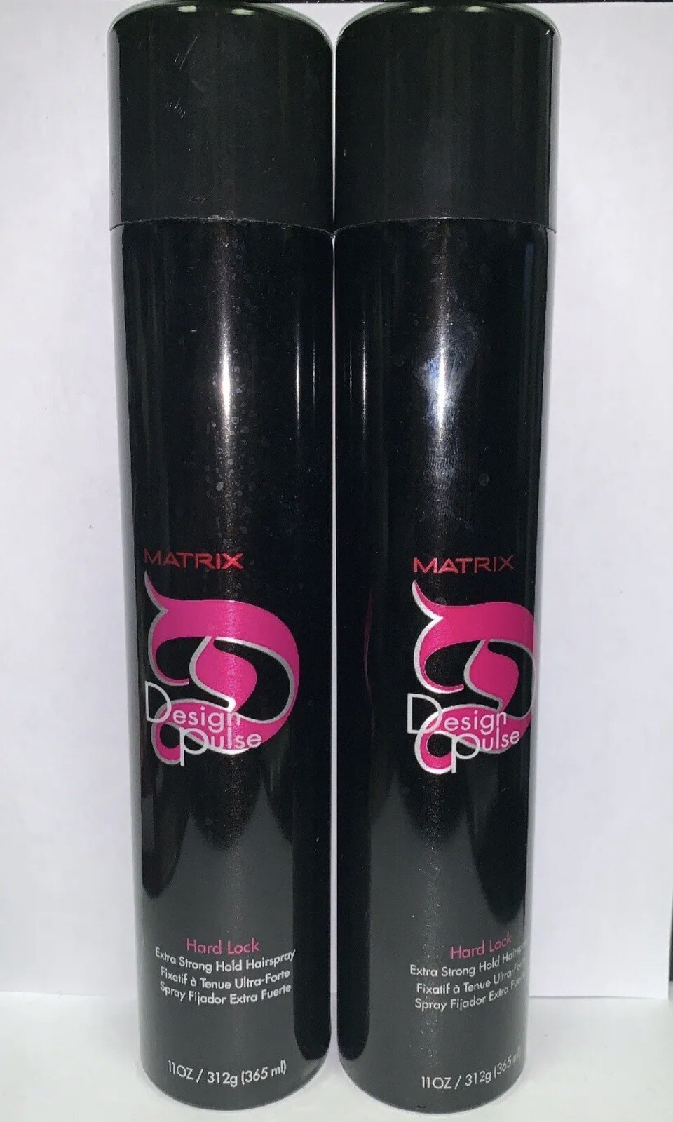 (2) Matrix Design Pulse Hard Lock Extra Strong Hairspray black cap – 11 oz –Fast