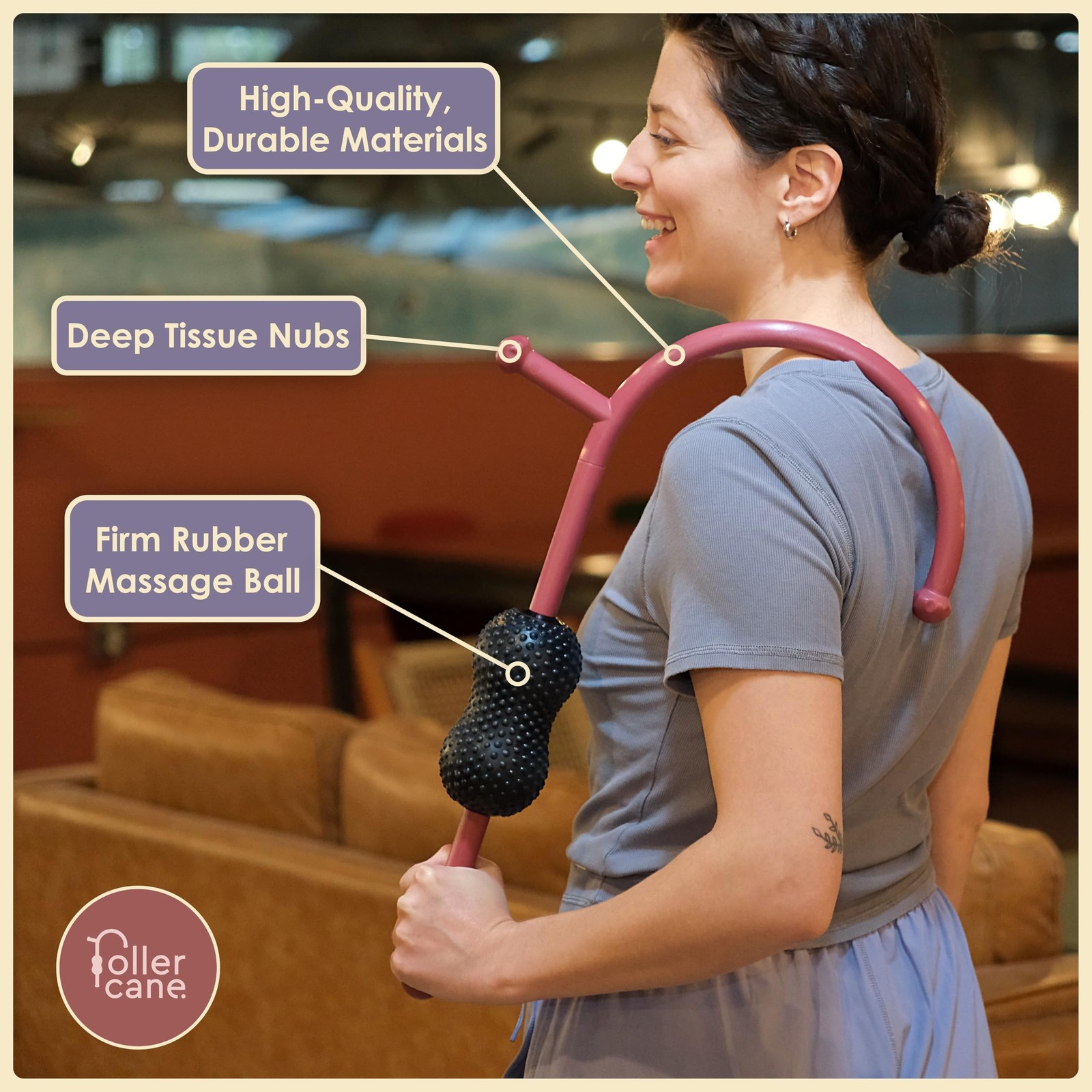 Roller Cane Massager | 2-in-1 Massage Roller Stick & Trigger Point Cane | Rub...