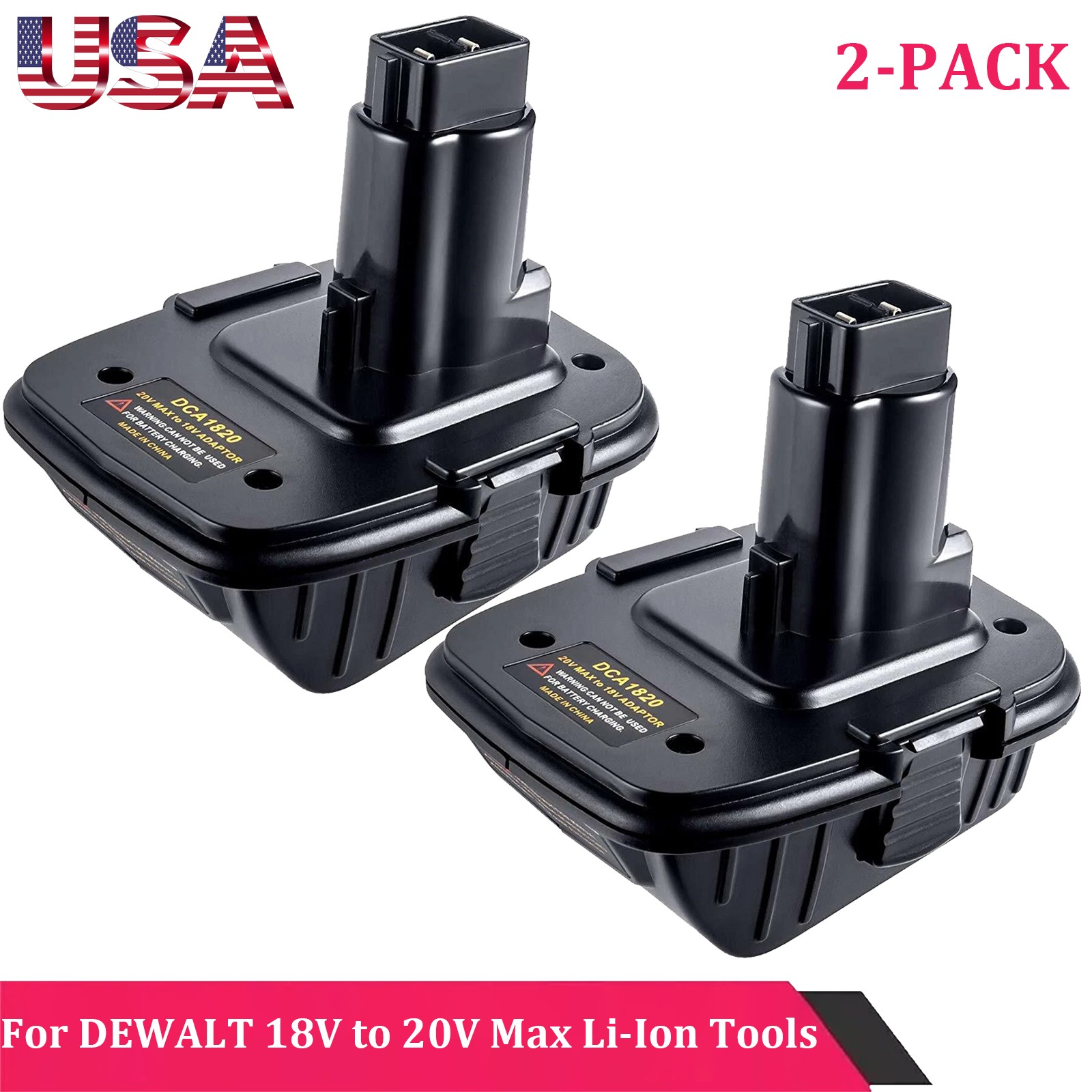 2PACK 20V MAX to 18V DCA1820 Adapter Converter for Dewalt 20 Volt Li-ion Battery