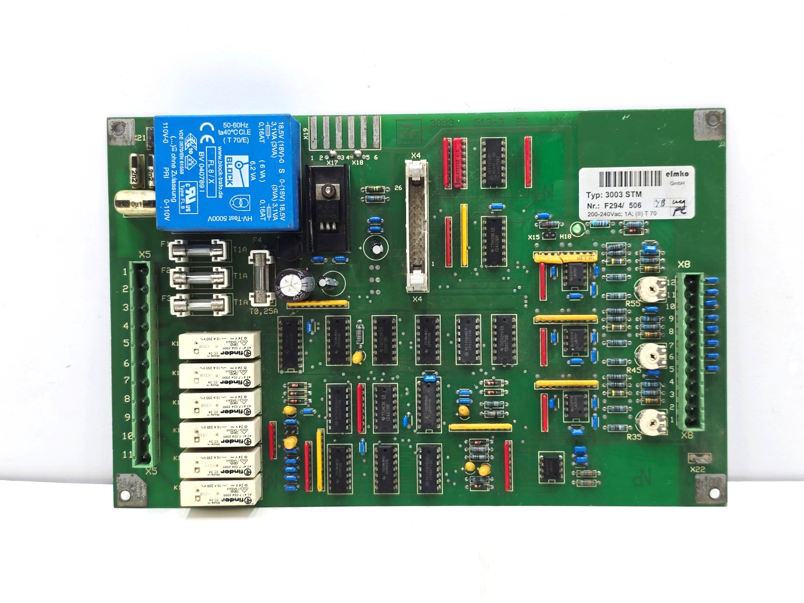 ELMKO 3003 STM CONTROL BOARD F294/ 506 200-240VAC 1A ( 513-3 LS )
