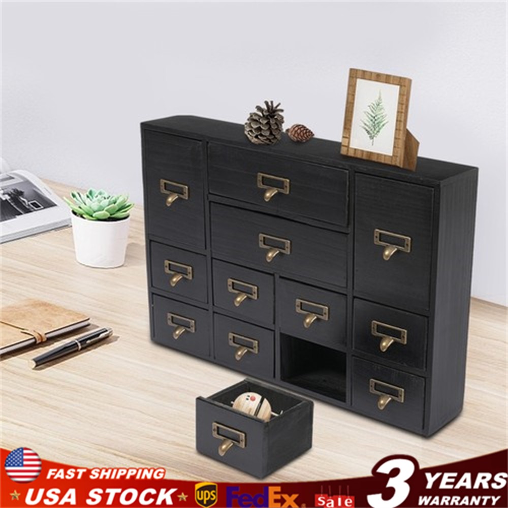 12 Drawers Tabletop Storage Box Black Drawers Organizer Indoor Storage Drawers