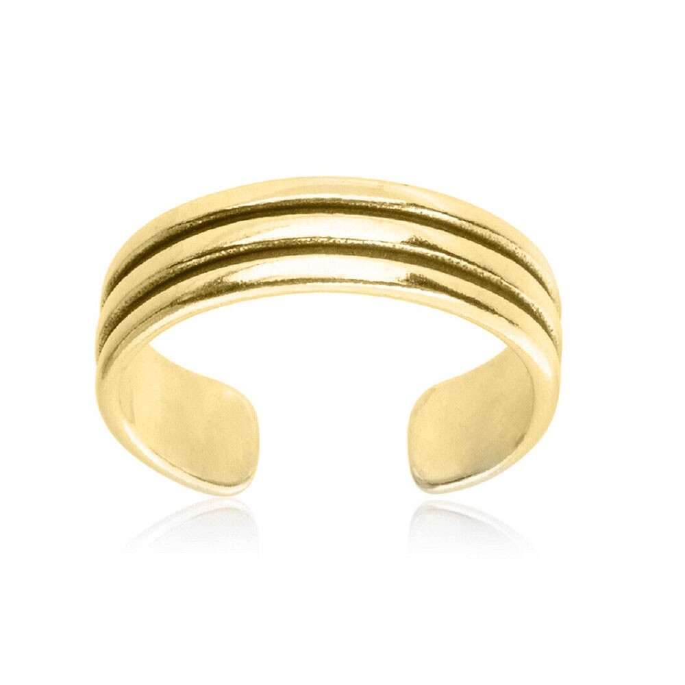 Awesome 14K Yellow Gold Plated Polished Adjustable Plain Band Toe/Midi Ring