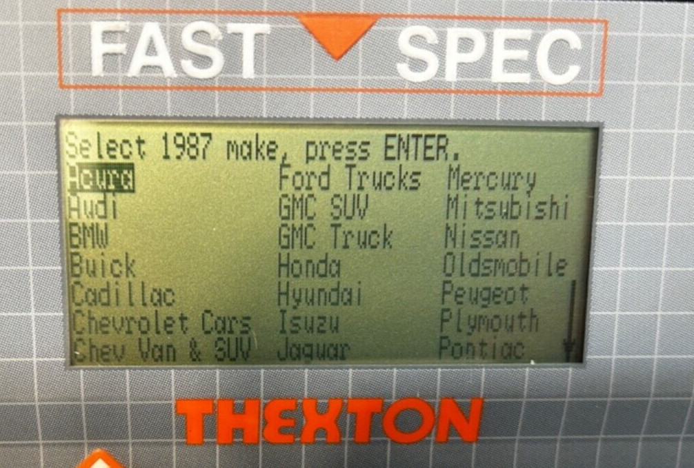 THEXTON FAST-SPEC PART NO 201 VEHICLE INFORMATION SYSTEM WORKS