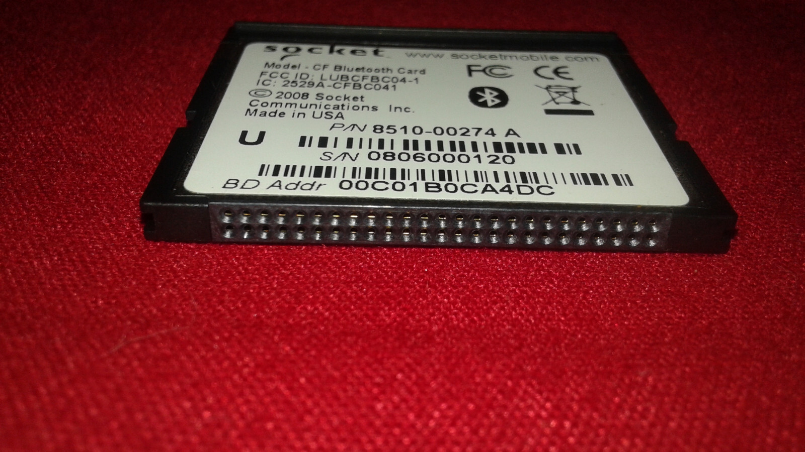 Socket Mobile Wireless/Cordless Card 8510-00274 A