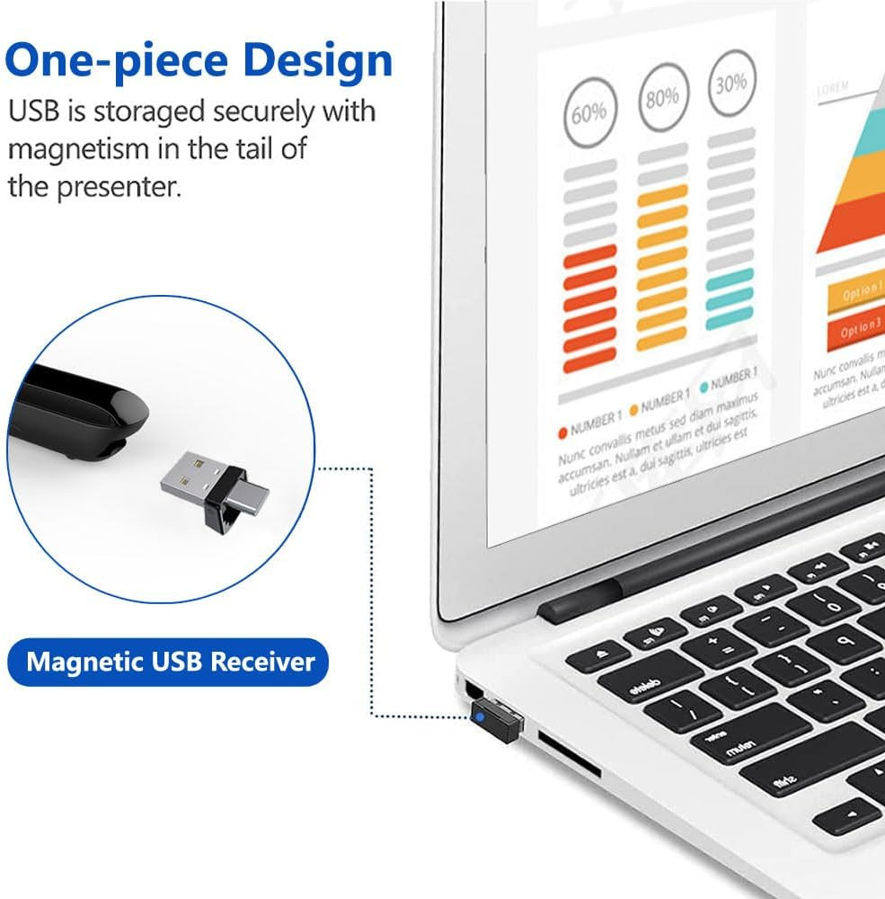 VOVIGGOL Usb/Type-C 2 in 1 Presentation Clicker for Powerpoint, Hyperlink Volume