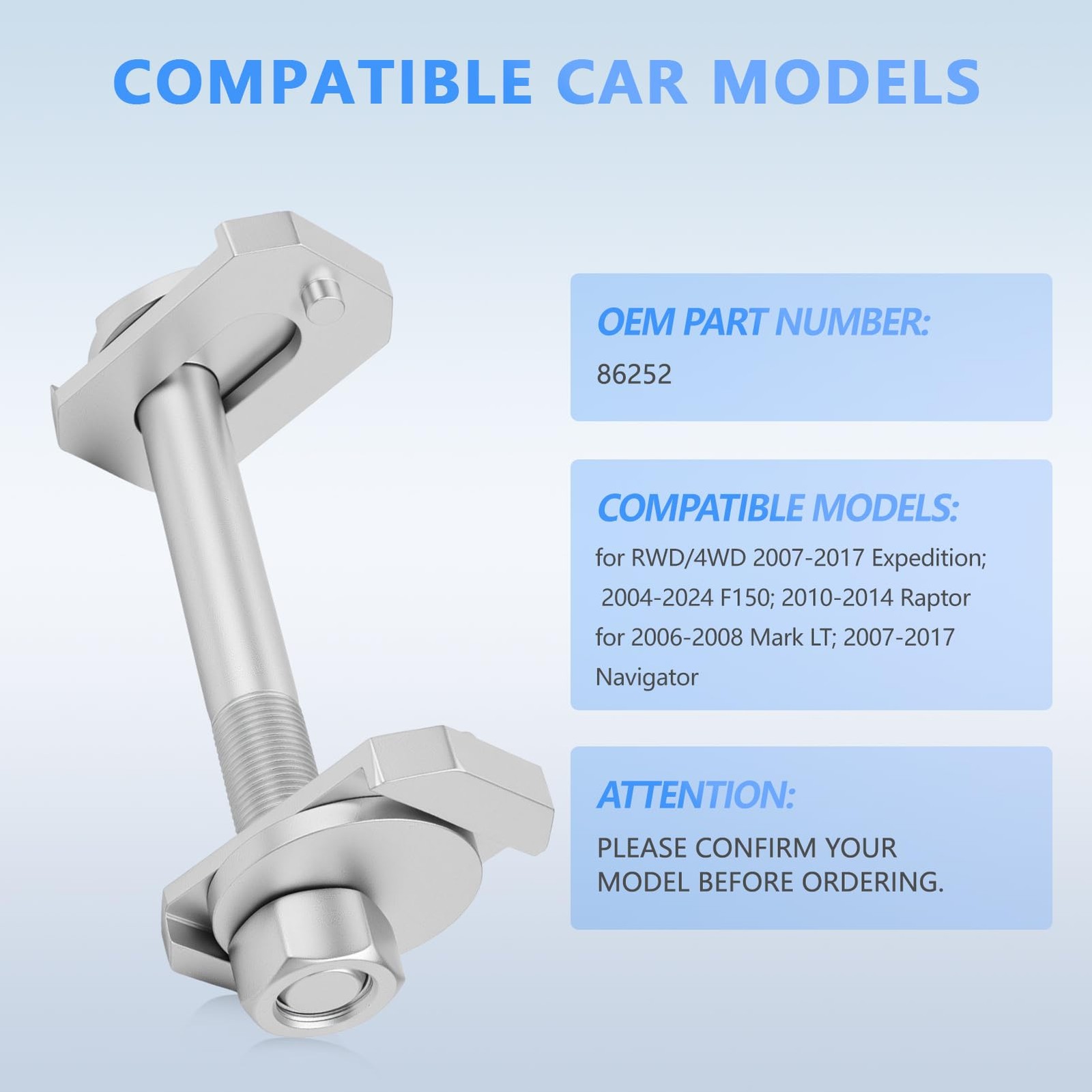 Front Caster Camber Kit Camber/Caster Adjustment Bolts Kit Compatible with 20...