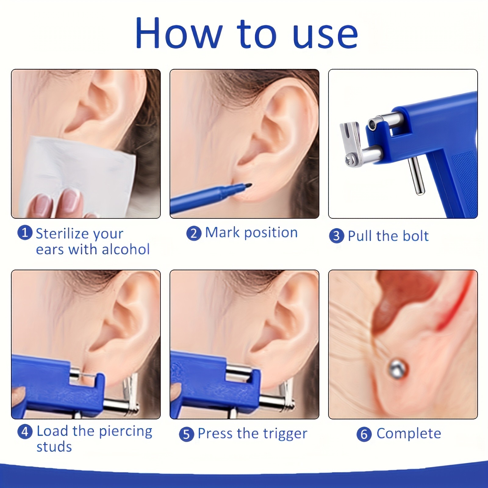 Versatile User Friendly Economical Stylish 4PCS Safe Nose & Ear Piercing Kit Set