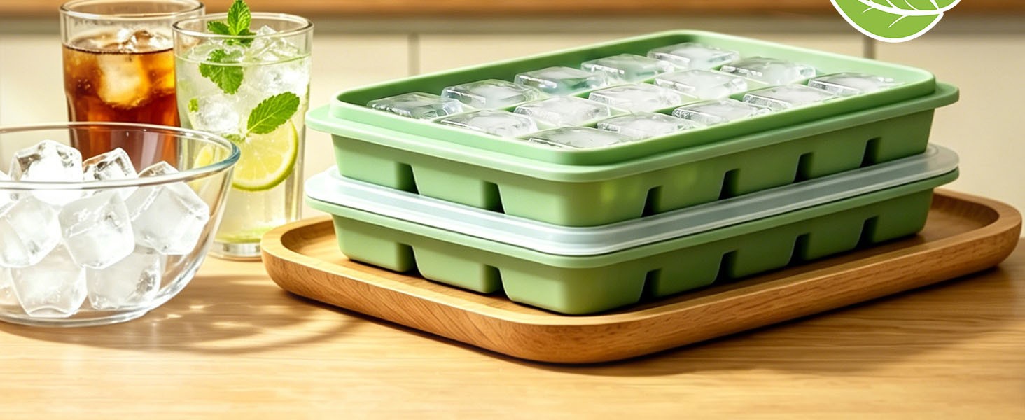 Silicone Ice Cube Trays with Lid, 1 Pack 15 Cubes with Removable Lid | Easy