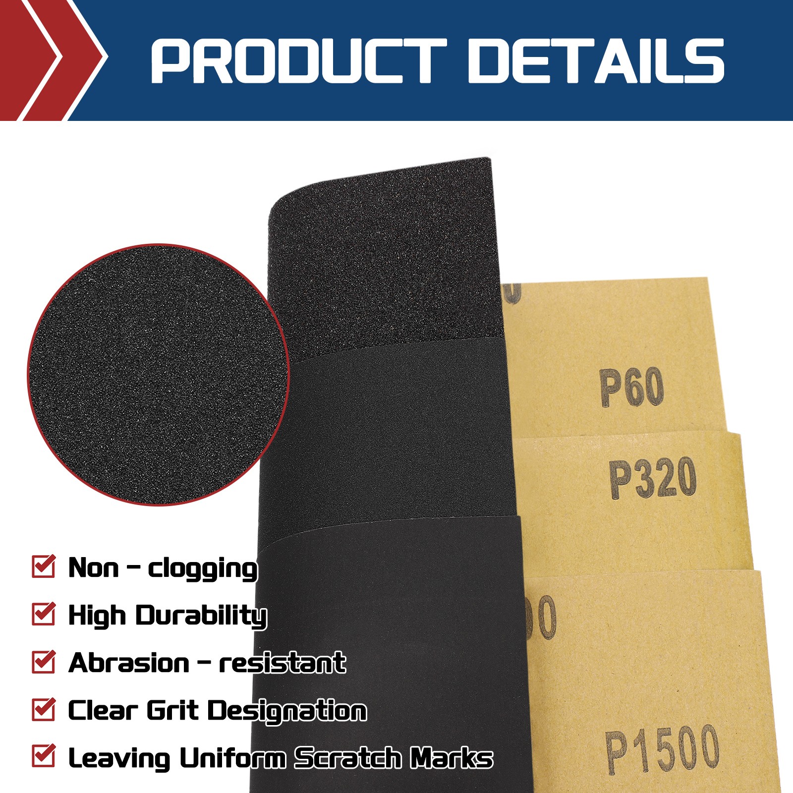 25pcs Sand Papers - [9 x 11 Inch x 1500 Grits] Alumina Sandpaper Sheets Black
