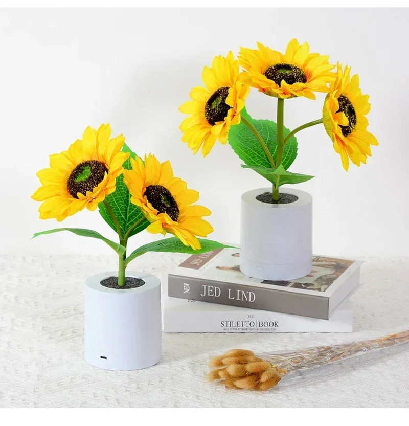 3 LED Night Light Rechargeable Sunflower Lights Interior Lighting Bedroom