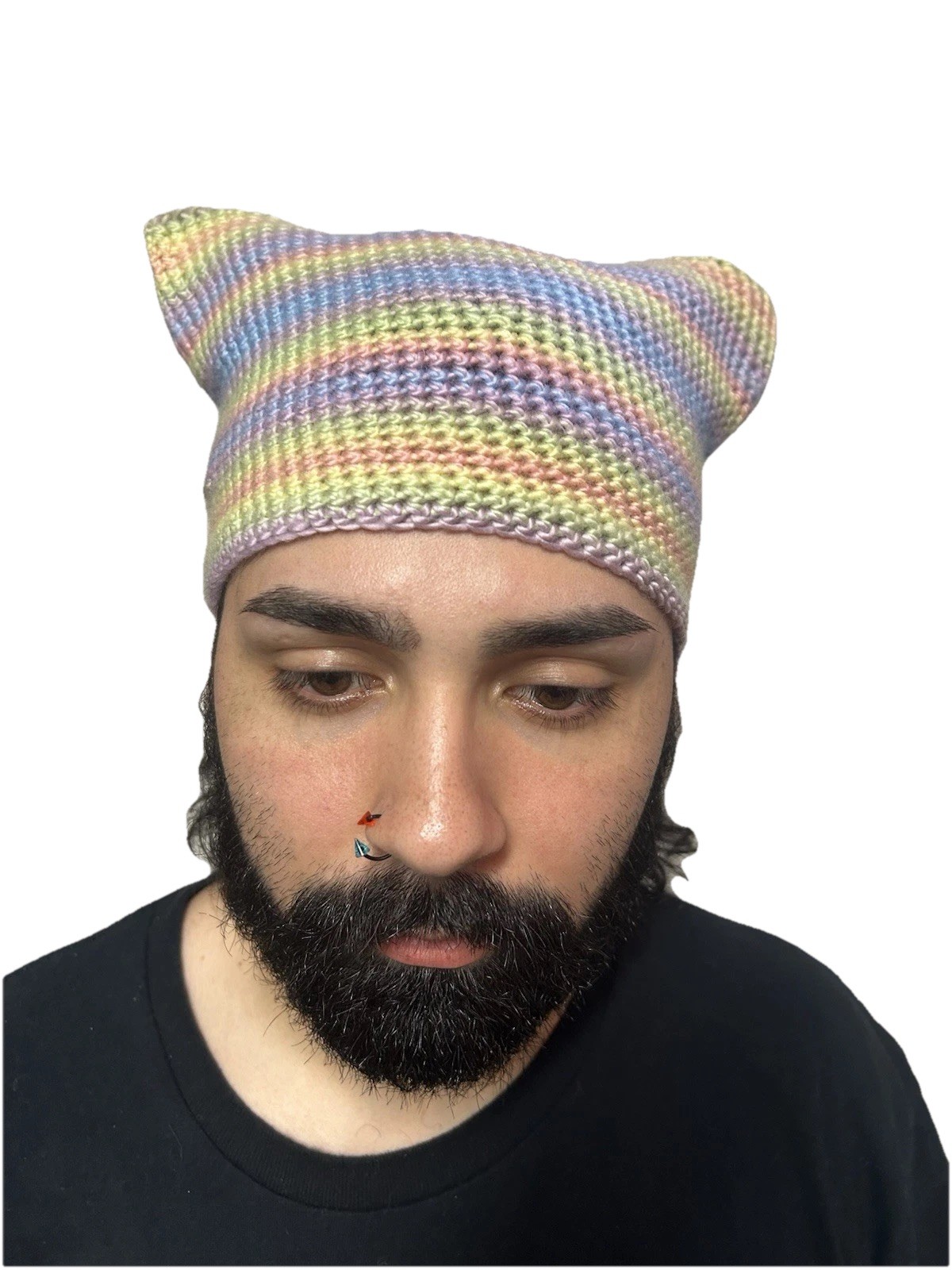 Handmade Crochet Multicolor Cat Ear Hat