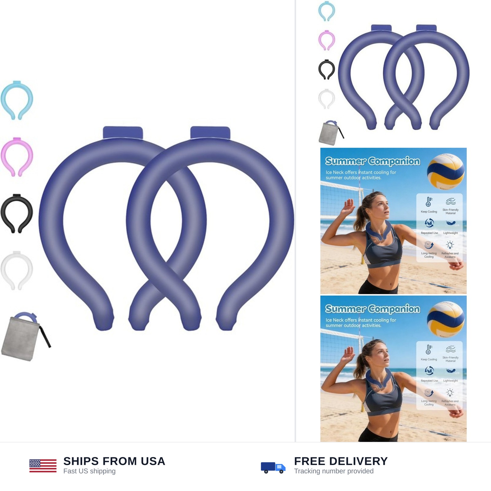 Neck Cooling Tube, Wearable Body Cooler Freeze Below 64°F with Insulated Bag,...