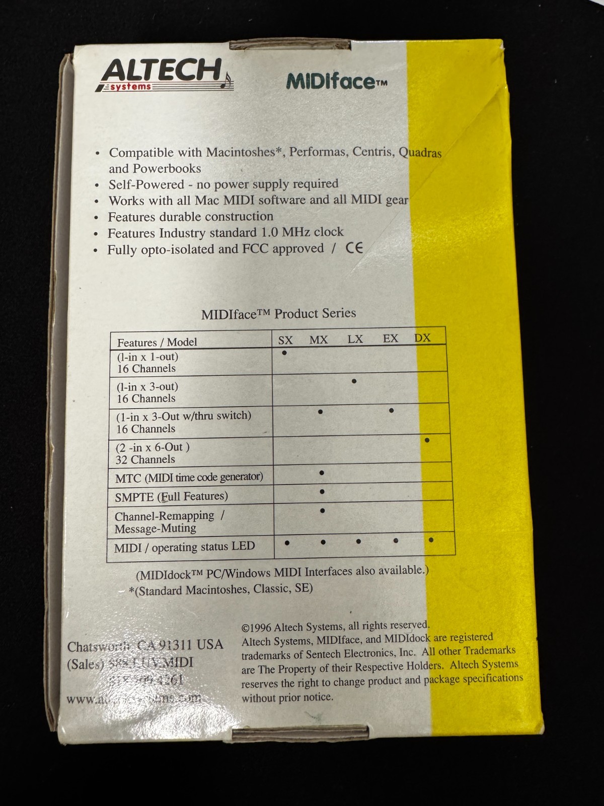 Vintage Altech Systems MIDIface Ex Midi Interface for Macintosh in box