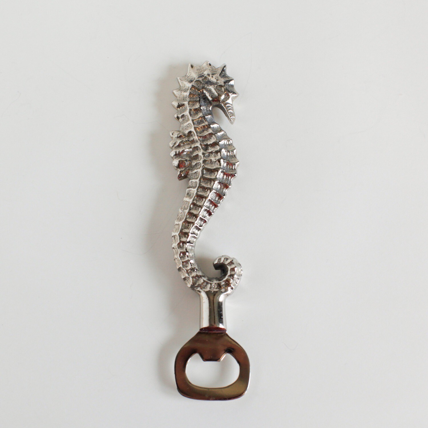 Vintage Metal Seahorse Bottle Can Opener 8” Beach Barware Nautical Whimsical
