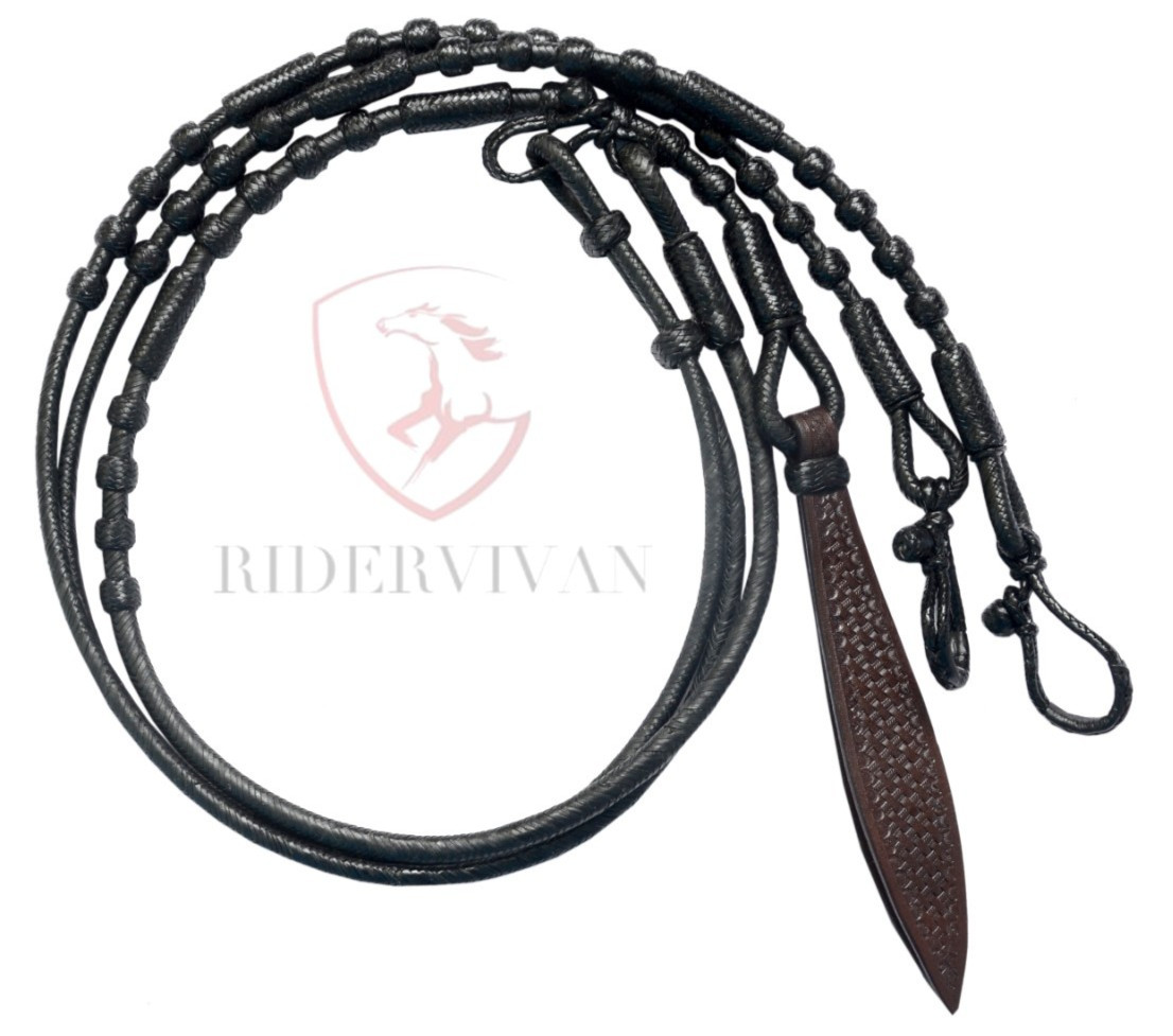 Black Romal Reins Handmade, 10 Plaits Romel Reins, 48" Romel Reins Soft Leather.