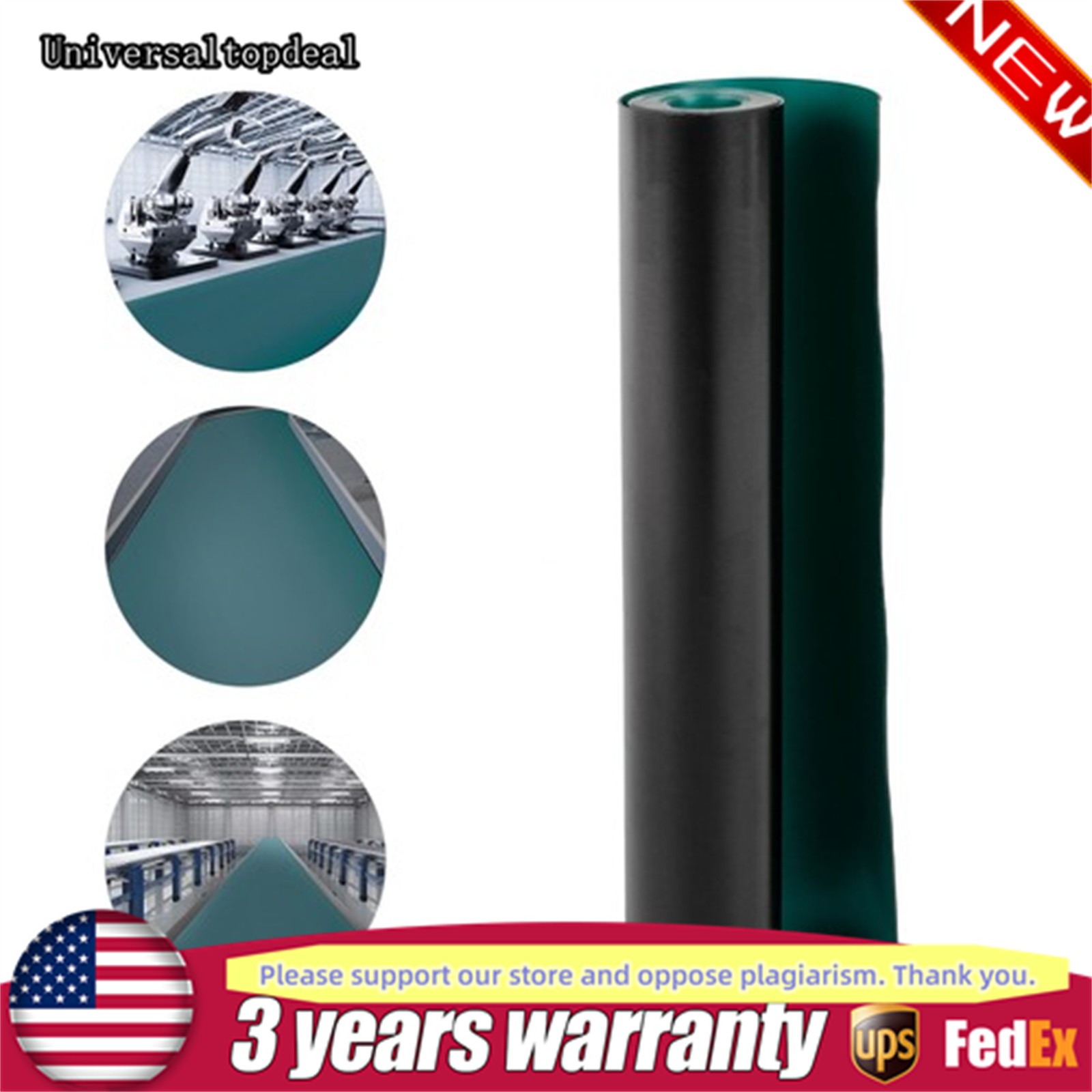 Blue Green Anti-Static ESD Rubber Table Floor Mat 118 x 23 For Workbench New