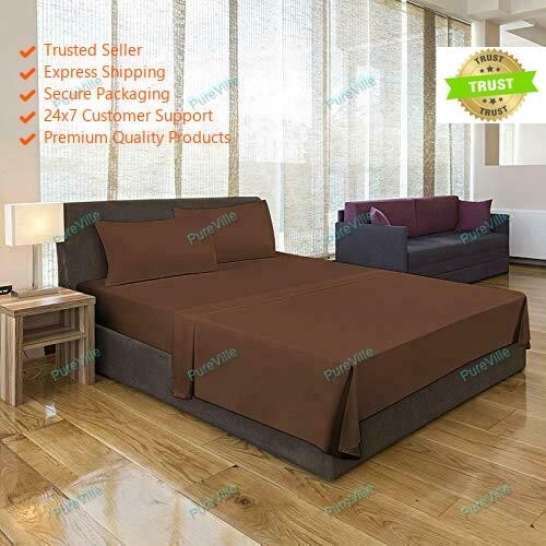 Handmade Solid Uni Microfibre Only Fitted Sheet Brown Colour Best For Present